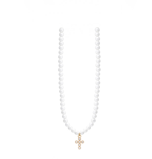 Collana Perle ICONA Crucis - Pietre Bianche