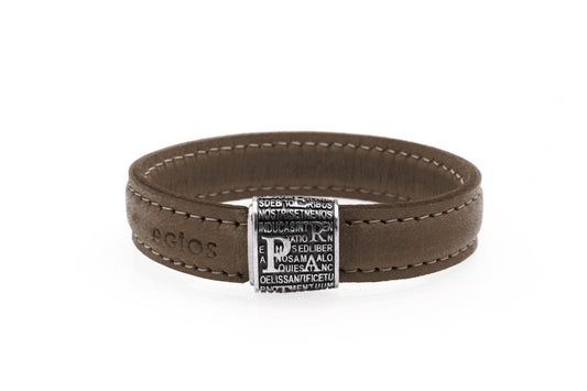 Bracciale PRECEM Pater rodio brunito - Vera Pelle Testa di moro