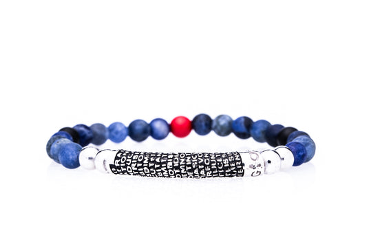 Bracciale Pietre Naturali Precem Pater Rodio Brunito - Pietre Blu