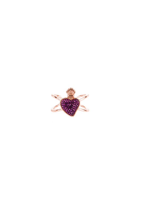 Anello Icona O SACRUM COR - Rosè Zirconi Rubino