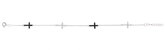 Bracciale Icona LUMINA - Rodio Zirconi Neri e Bianchi