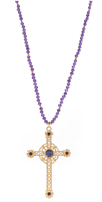 Collana Icona EGREGIE CRUCIS - Dorato Ametista