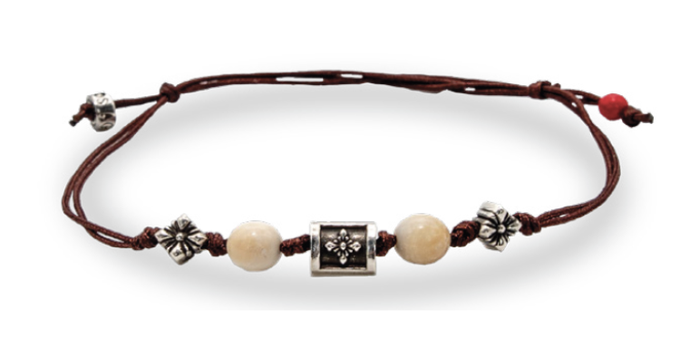 Bracciale in tessuto ecosostenibile con Pietre Naturali di Colori Assortiti
