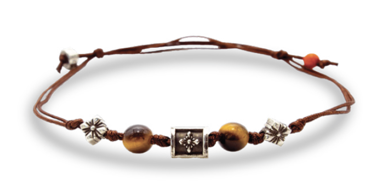 Bracciale in tessuto ecosostenibile con Pietre Naturali di Colori Assortiti