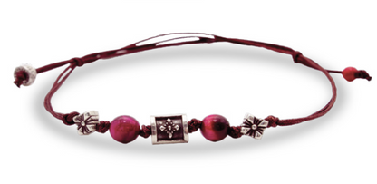 Bracciale in tessuto ecosostenibile con Pietre Naturali di Colori Assortiti