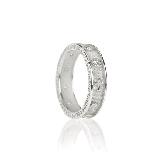 Anello Rodio Rosarium - Zirconi Bianchi