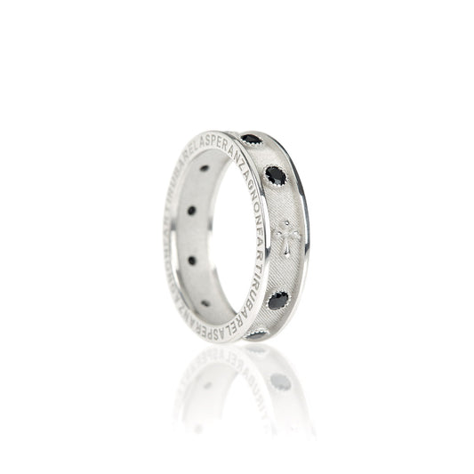 Anello Rodio Rosarium - Zirconi Neri